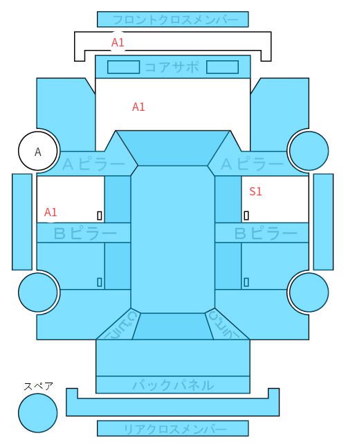 Body condition diagram (damage marks, Japanese labels)