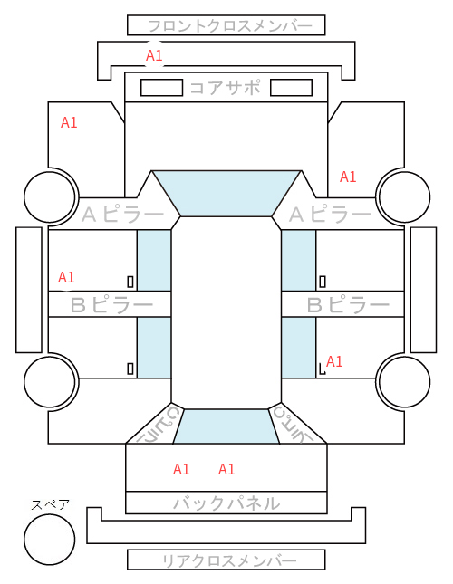 Body condition diagram (damage marks, Japanese labels)