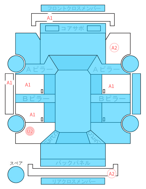 Body condition diagram (damage marks, Japanese labels)