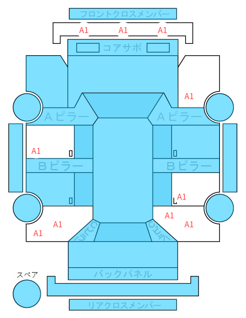Body condition diagram (damage marks, Japanese labels)
