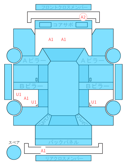 Body condition diagram (damage marks, Japanese labels)