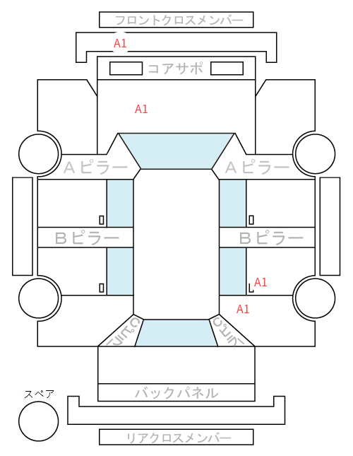 Body condition diagram (damage marks, Japanese labels)