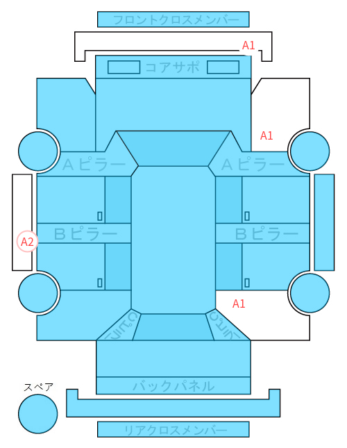 Body condition diagram (damage marks, Japanese labels)