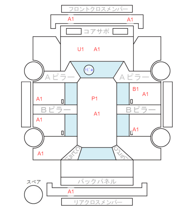 Body condition diagram (damage marks, Japanese labels)