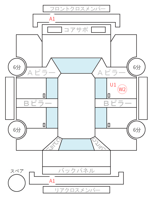 Body condition diagram (damage marks, Japanese labels)