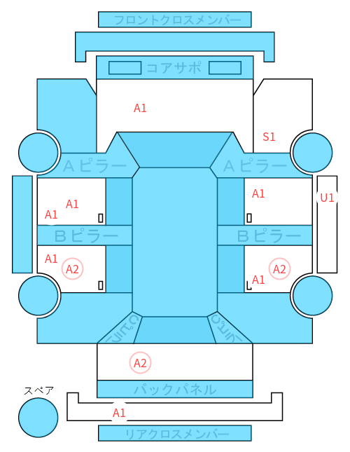 Body condition diagram (damage marks, Japanese labels)