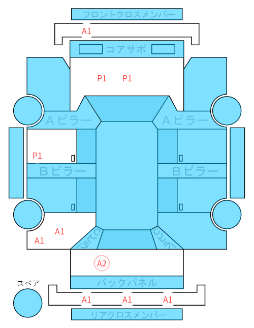 Body condition diagram (damage marks, Japanese labels)