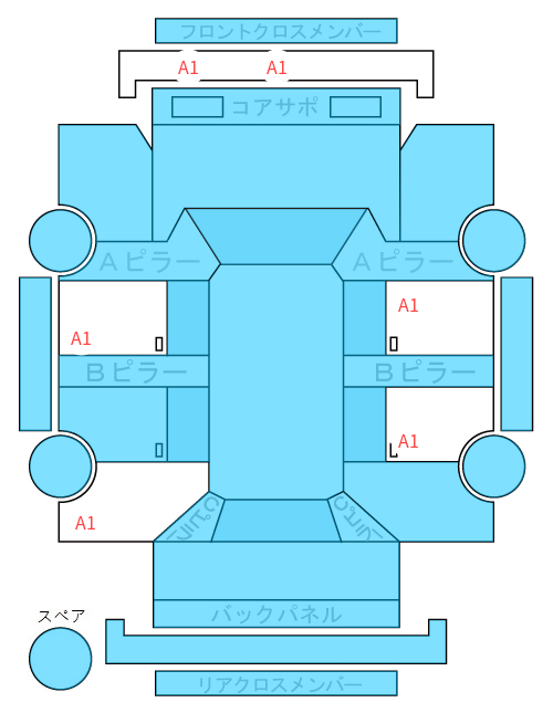 Body condition diagram (damage marks, Japanese labels)