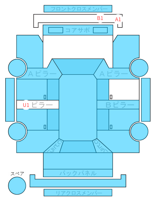 Body condition diagram (damage marks, Japanese labels)