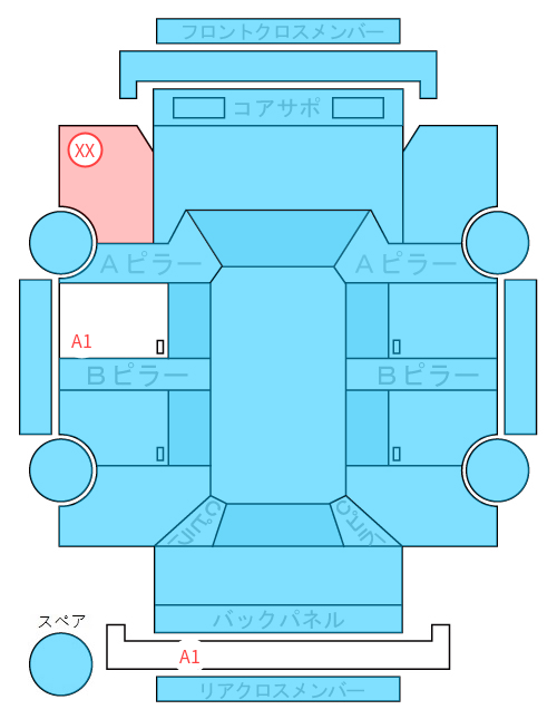 Body condition diagram (damage marks, Japanese labels)