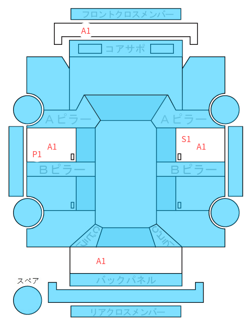 Body condition diagram (damage marks, Japanese labels)