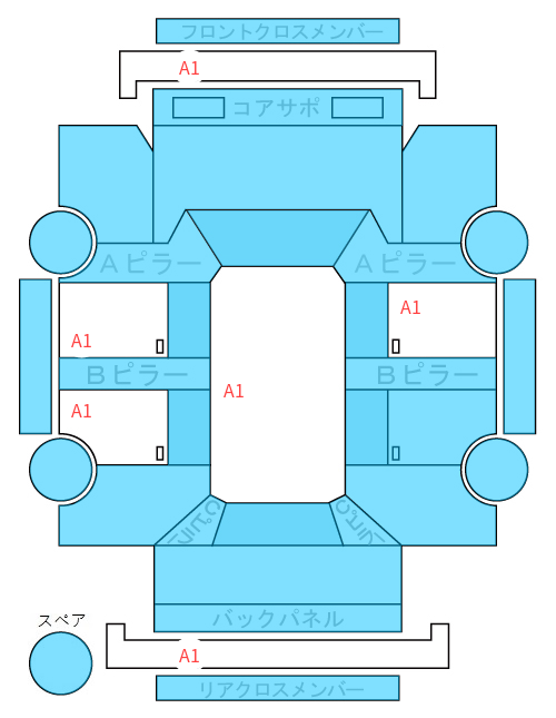 Body condition diagram (damage marks, Japanese labels)