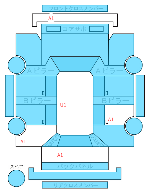 Body condition diagram (damage marks, Japanese labels)