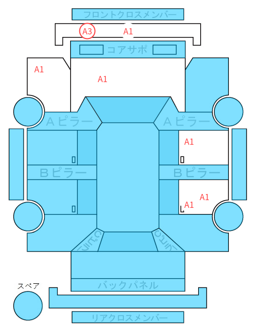 Body condition diagram (damage marks, Japanese labels)