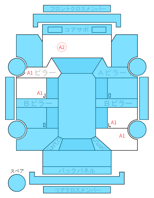 Body condition diagram (damage marks, Japanese labels)