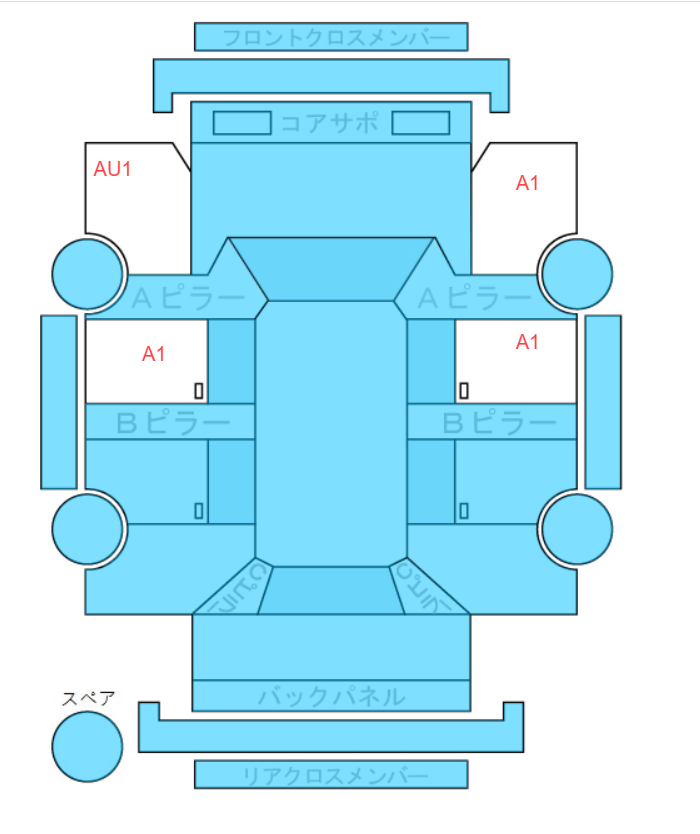 Body condition diagram (damage marks, Japanese labels)