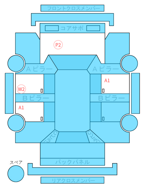Body condition diagram (damage marks, Japanese labels)