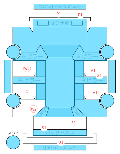 Body condition diagram (damage marks, Japanese labels)