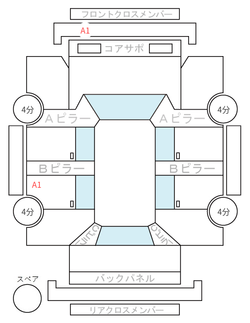 Body condition diagram (damage marks, Japanese labels)
