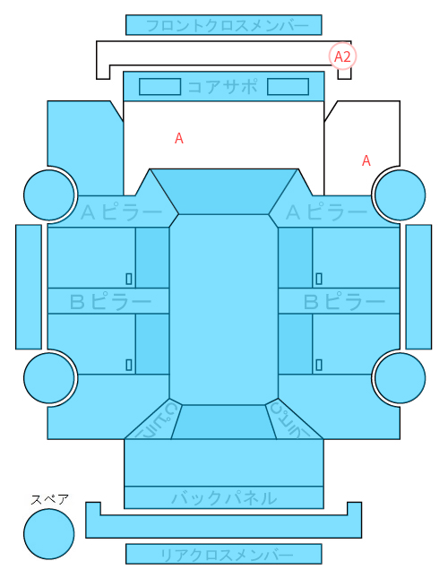 Body condition diagram (damage marks, Japanese labels)