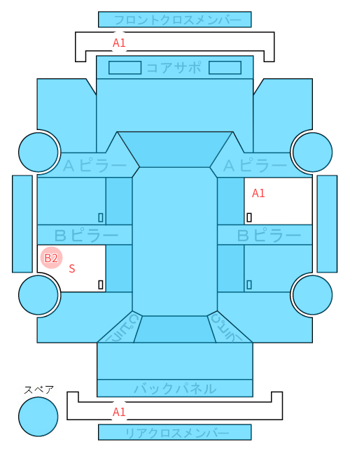 Body condition diagram (damage marks, Japanese labels)