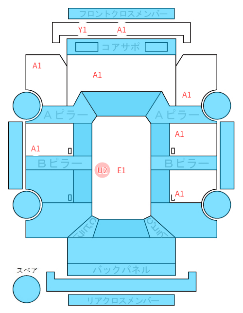 Body condition diagram (damage marks, Japanese labels)