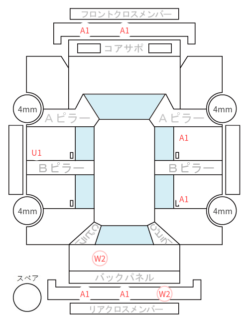 Body condition diagram (damage marks, Japanese labels)