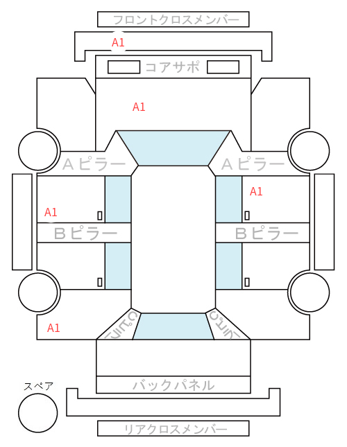 Body condition diagram (damage marks, Japanese labels)