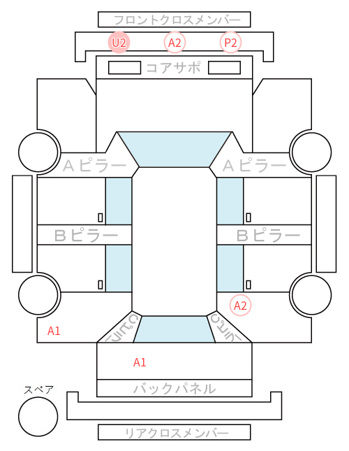 Body condition diagram (damage marks, Japanese labels)