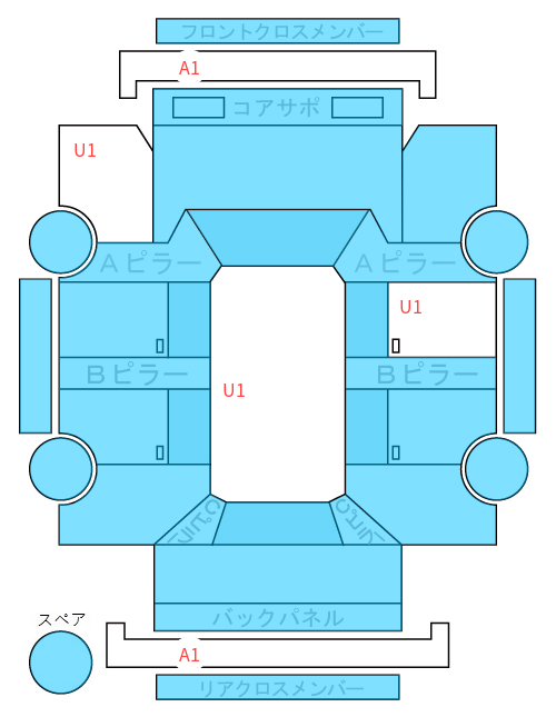 Body condition diagram (damage marks, Japanese labels)