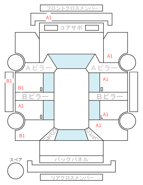 Body condition diagram (damage marks, Japanese labels)