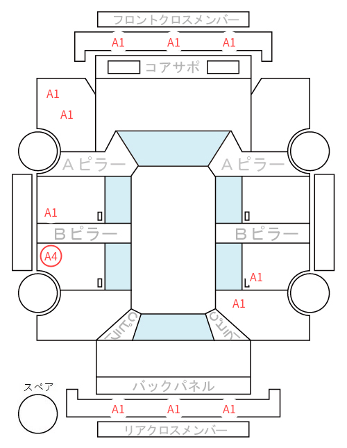 Body condition diagram (damage marks, Japanese labels)