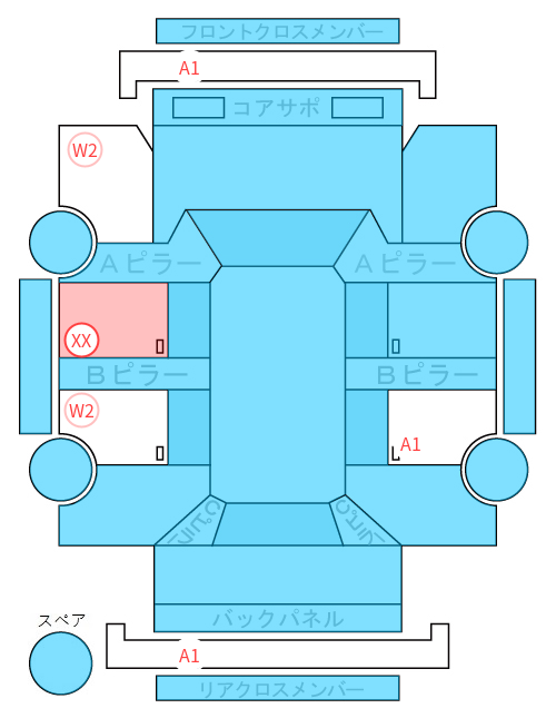 Body condition diagram (damage marks, Japanese labels)