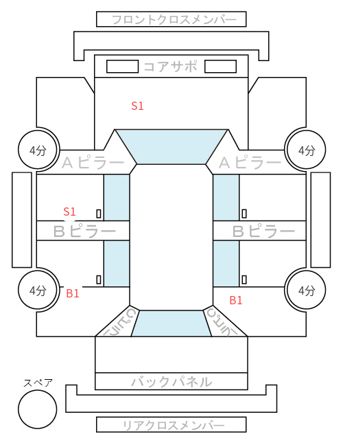 Body condition diagram (damage marks, Japanese labels)