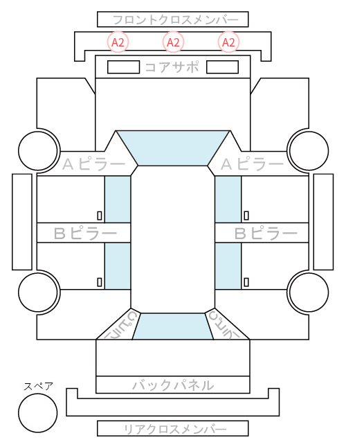 Body condition diagram (damage marks, Japanese labels)