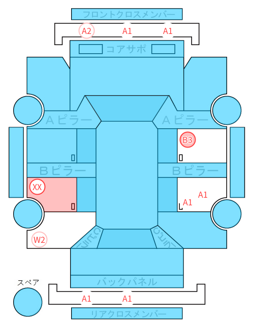 Body condition diagram (damage marks, Japanese labels)