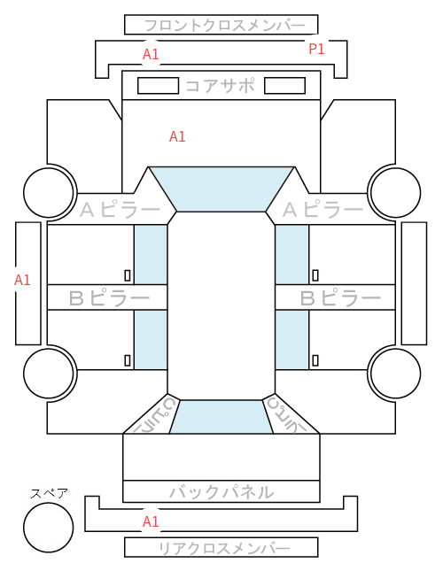 Body condition diagram (damage marks, Japanese labels)