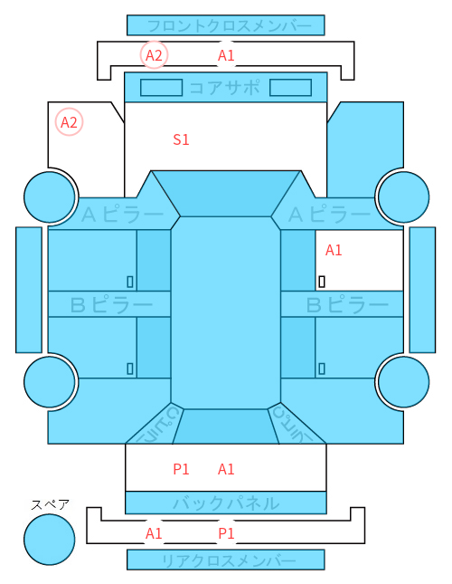 Body condition diagram (damage marks, Japanese labels)