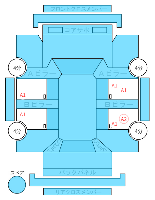 Body condition diagram (damage marks, Japanese labels)