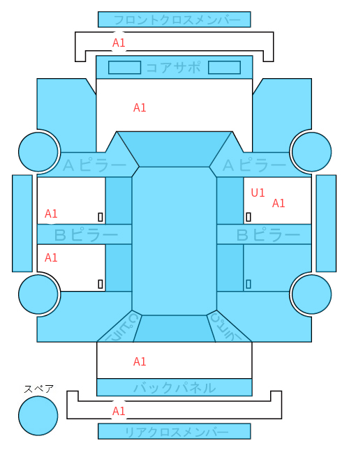 Body condition diagram (damage marks, Japanese labels)