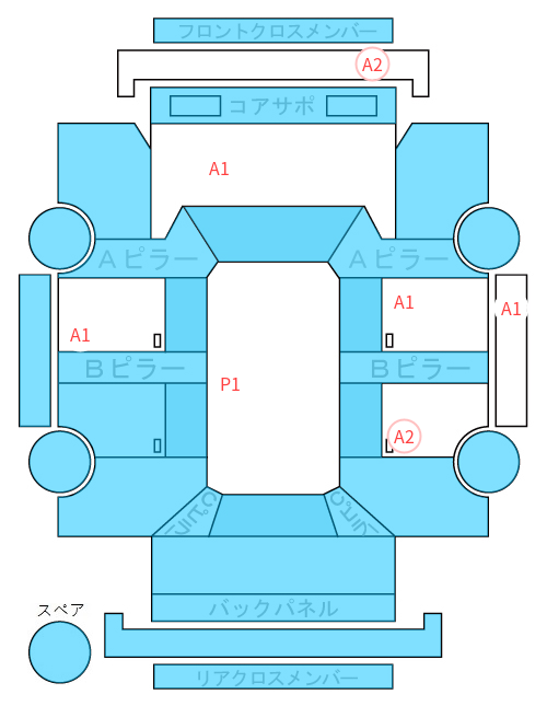 Body condition diagram (damage marks, Japanese labels)