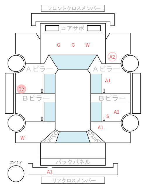 Body condition diagram (damage marks, Japanese labels)