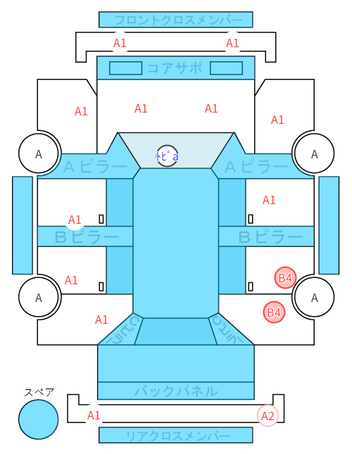 Body condition diagram (damage marks, Japanese labels)