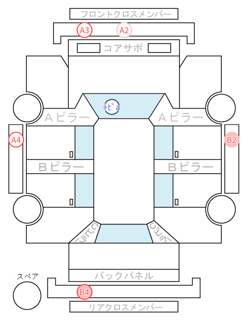 Body condition diagram (damage marks, Japanese labels)