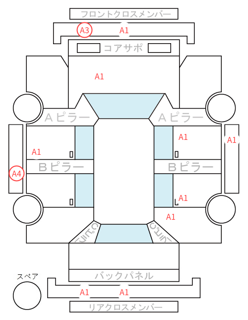 Body condition diagram (damage marks, Japanese labels)