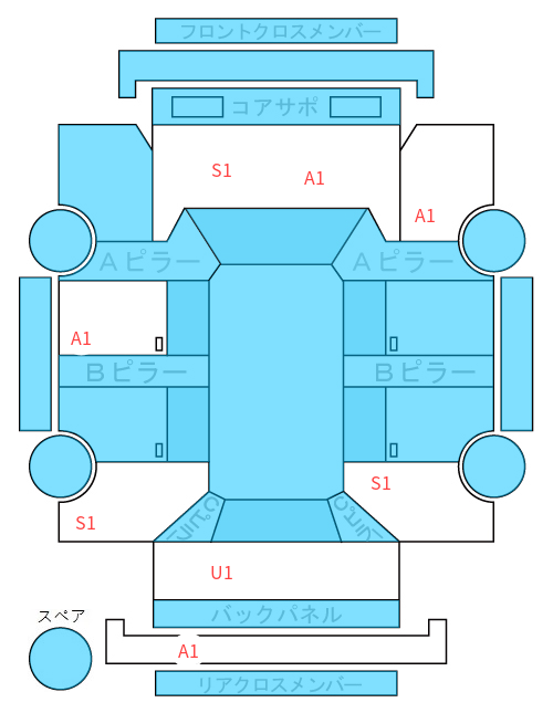 Body condition diagram (damage marks, Japanese labels)