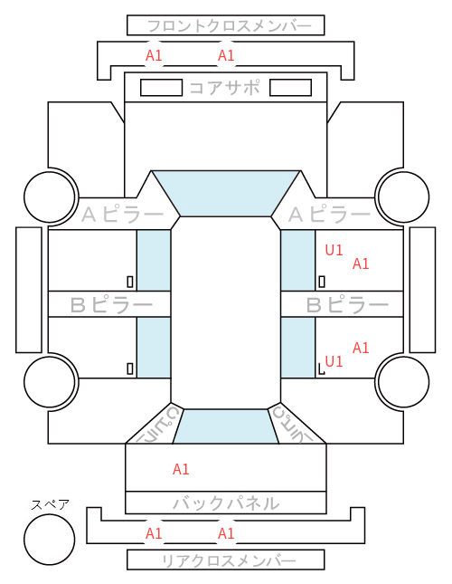 Body condition diagram (damage marks, Japanese labels)