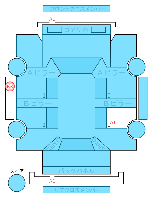 Body condition diagram (damage marks, Japanese labels)