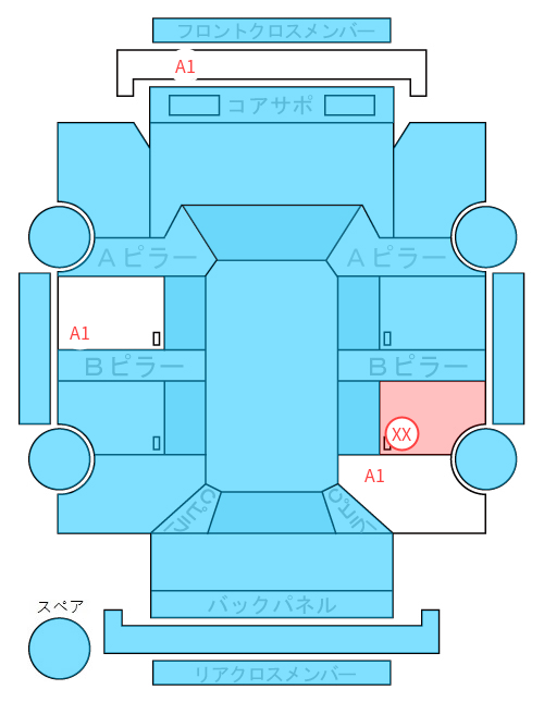 Body condition diagram (damage marks, Japanese labels)