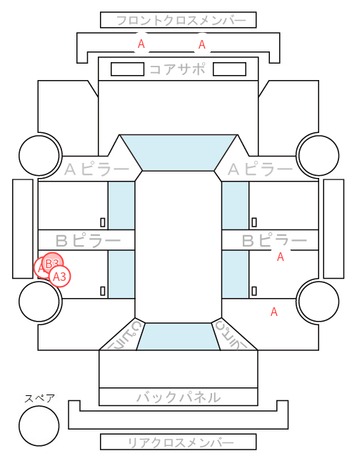 Body condition diagram (damage marks, Japanese labels)